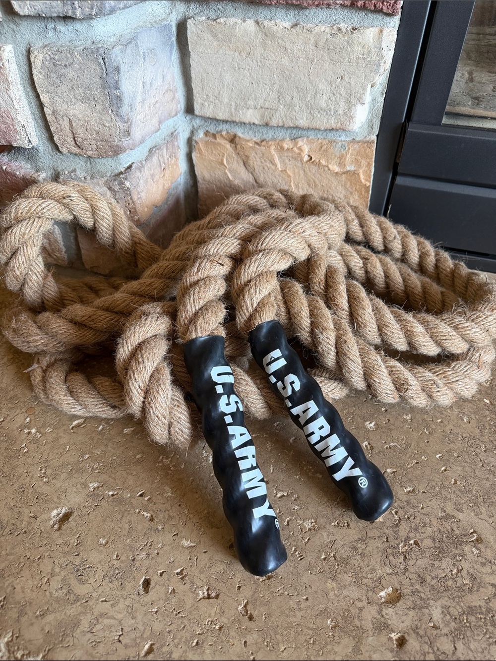 U.S. Army Natural Tan Battle Rope with Black Handles